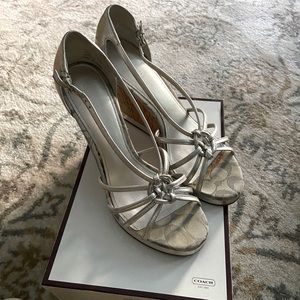 Coach Silver wedges. Slightly worn